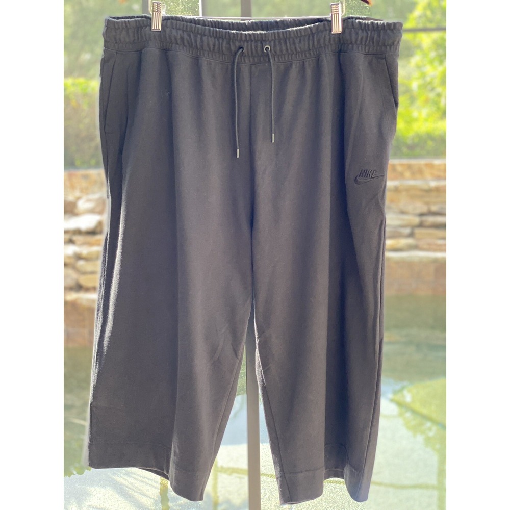 NIKE Women's 3X Black Jersey Capri Cropped Sweatpants CV8881-010